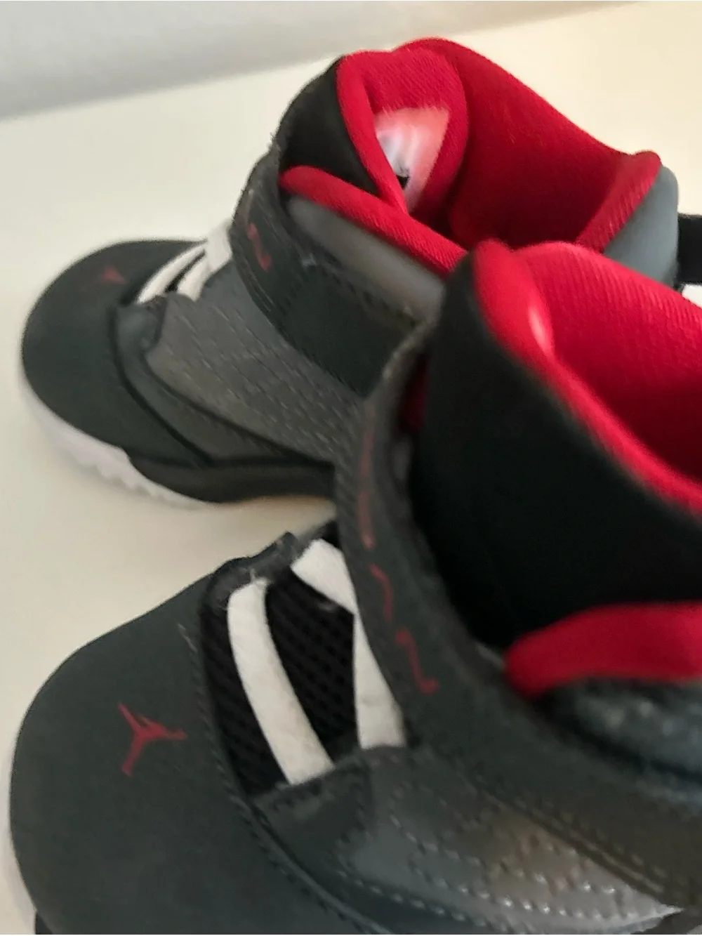 Jordan Toddler High-Top Velcro Sneaker Black Gray Red Walker, Size 5c